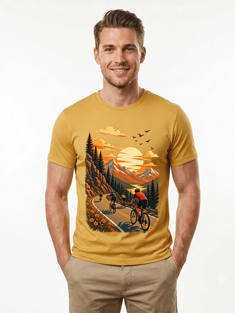 fahrrad tour berge t shirt gravelbike rennradgruppe geschenk t shirt gold