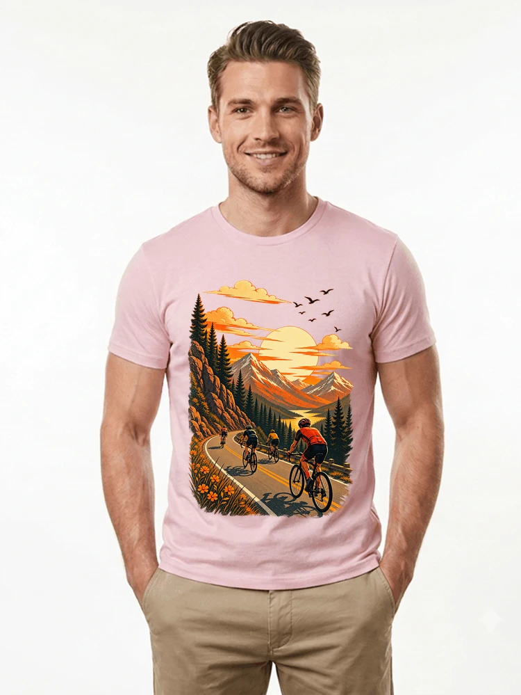 fahrrad tour berge t shirt gravelbike rennradgruppe geschenk t shirt light pink