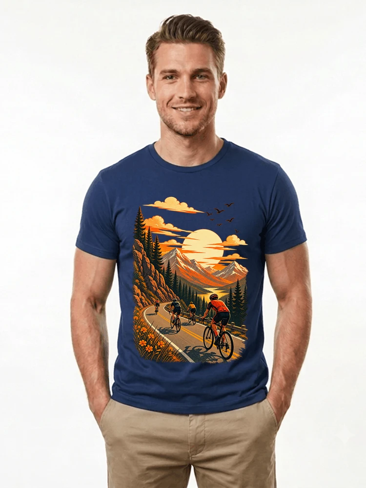 fahrrad tour berge t shirt gravelbike rennradgruppe geschenk t shirt navy