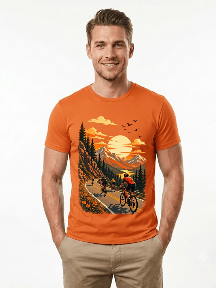 fahrrad tour berge t shirt gravelbike rennradgruppe geschenk t shirt orange