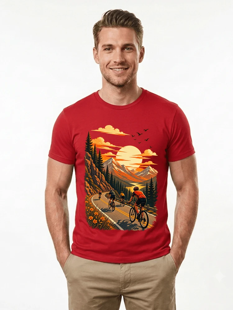 fahrrad tour berge t shirt gravelbike rennradgruppe geschenk t shirt red