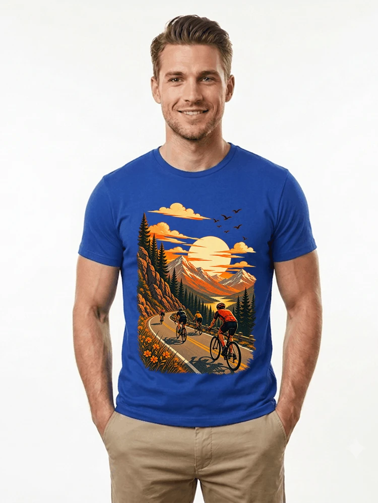 fahrrad tour berge t shirt gravelbike rennradgruppe geschenk t shirt royal blue
