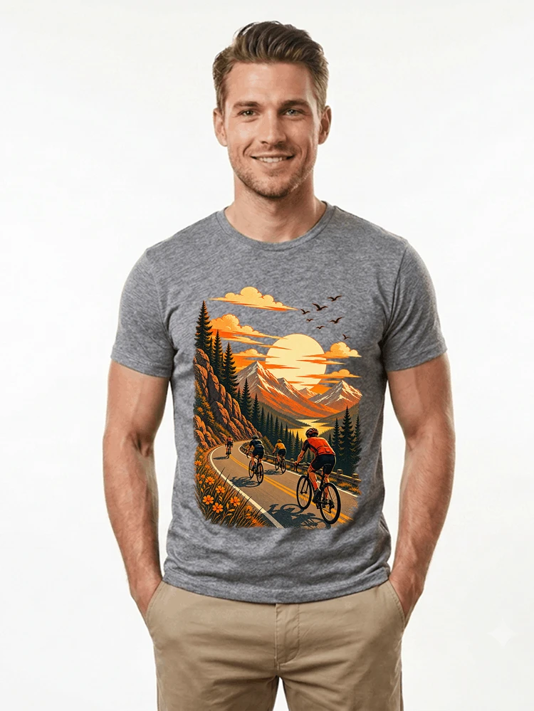fahrrad tour berge t shirt gravelbike rennradgruppe geschenk t shirt sport grey