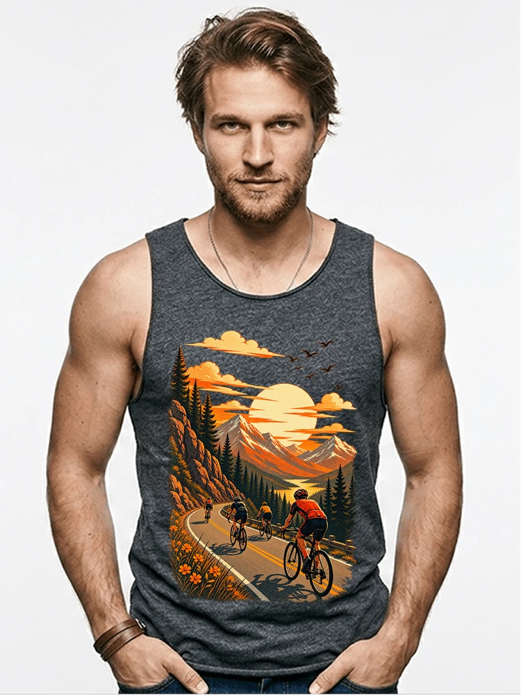fahrrad tour berge t shirt gravelbike rennradgruppe geschenk tanktop anthracite melange