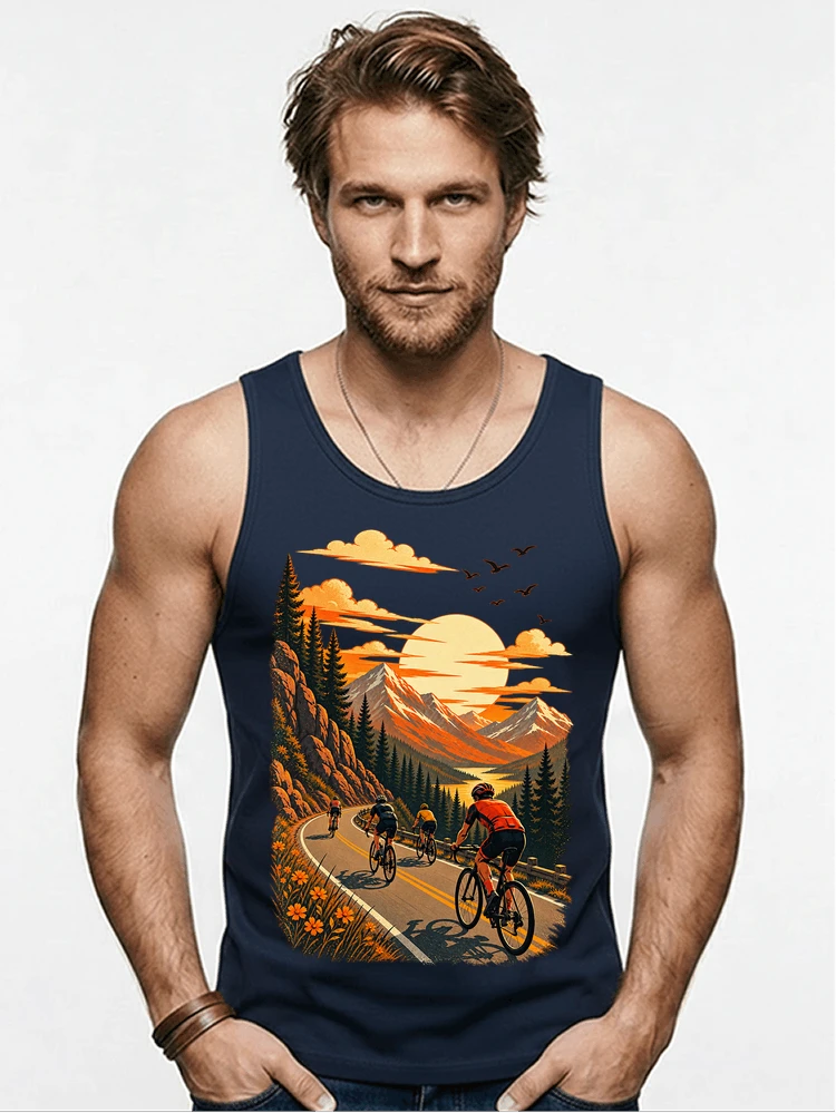 fahrrad tour berge t shirt gravelbike rennradgruppe geschenk tanktop navy