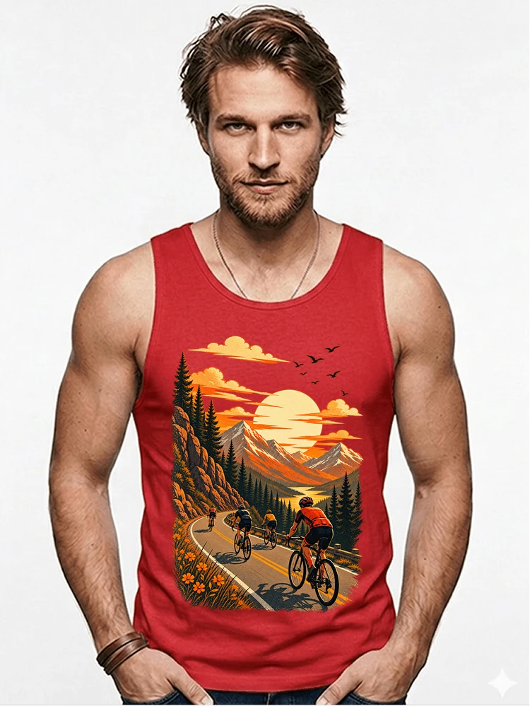 fahrrad tour berge t shirt gravelbike rennradgruppe geschenk tanktop red