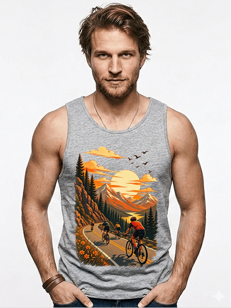fahrrad tour berge t shirt gravelbike rennradgruppe geschenk tanktop sport grey