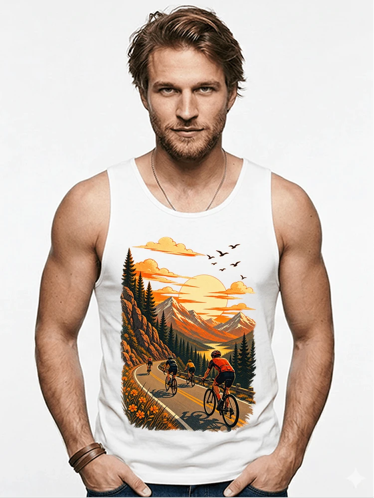 fahrrad tour berge t shirt gravelbike rennradgruppe geschenk tanktop white