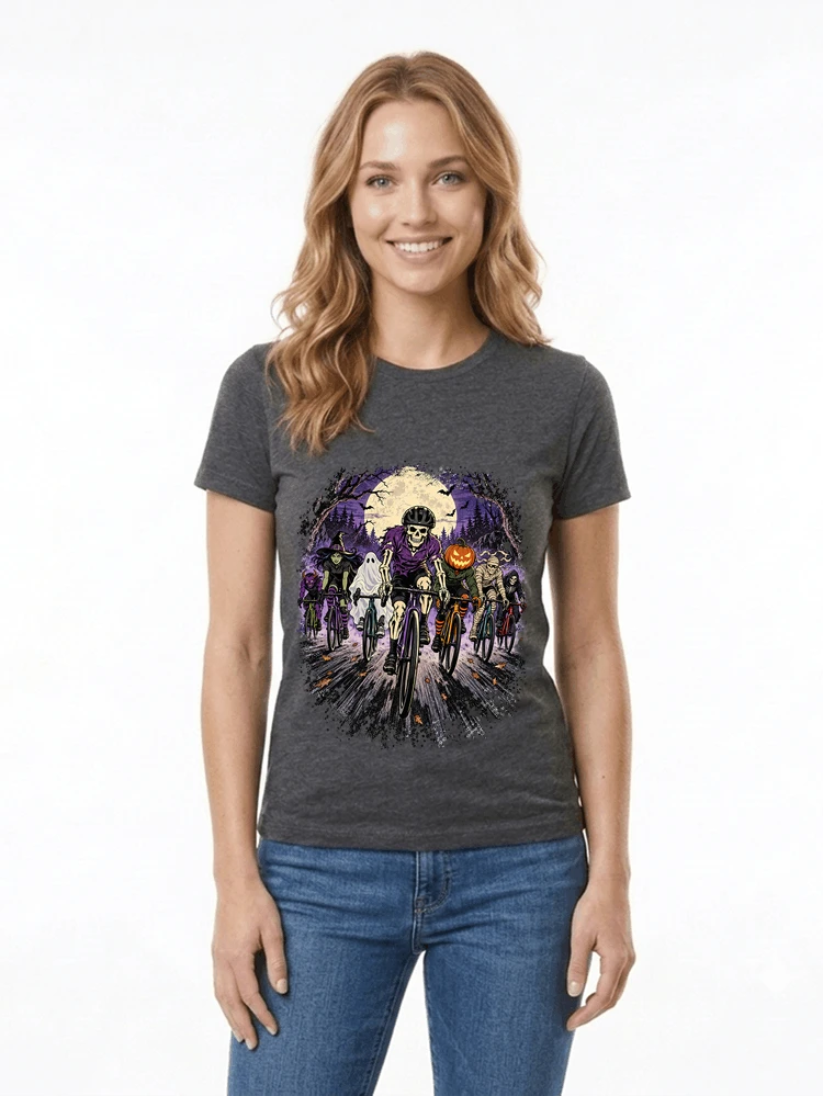 halloween fahrrad crew t shirt radsport motiv fr biker damen t shirt anthracite melange