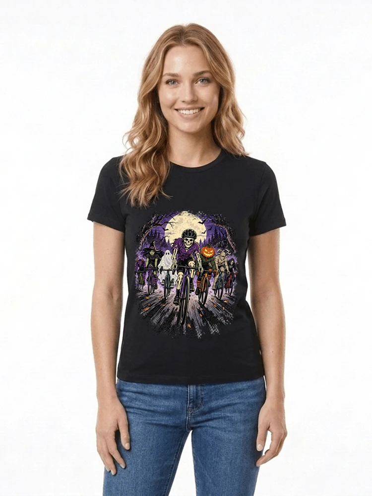 halloween fahrrad crew t shirt radsport motiv fr biker damen t shirt black