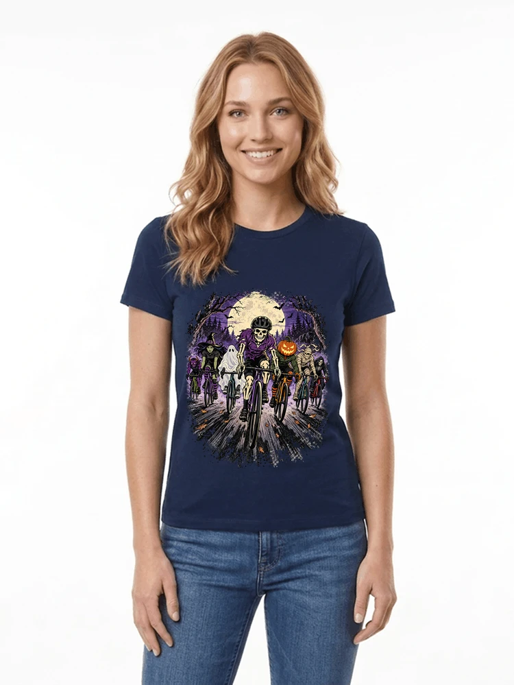 halloween fahrrad crew t shirt radsport motiv fr biker damen t shirt navy