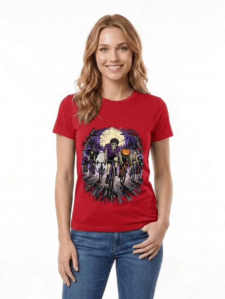halloween fahrrad crew t shirt radsport motiv fr biker damen t shirt red