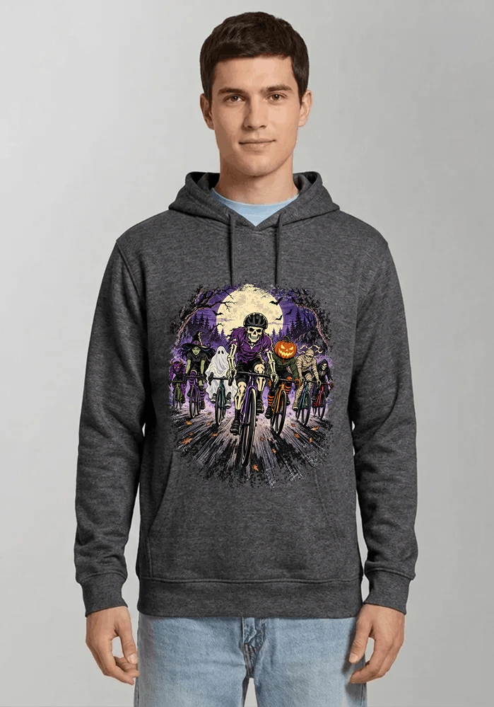 halloween fahrrad crew t shirt radsport motiv fr biker kapuzenpullover anthracite melange