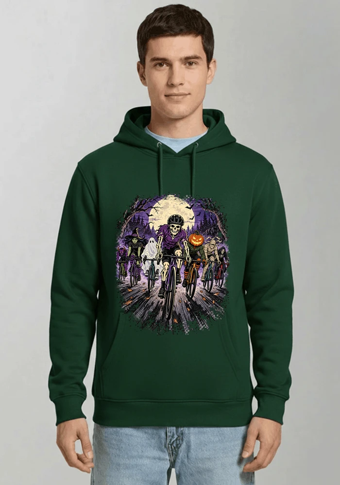 halloween fahrrad crew t shirt radsport motiv fr biker kapuzenpullover forest green