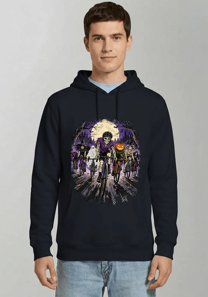 halloween fahrrad crew t shirt radsport motiv fr biker kapuzenpullover navy