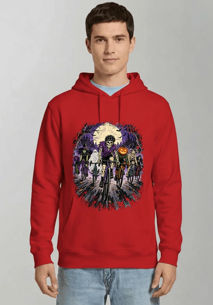 halloween fahrrad crew t shirt radsport motiv fr biker kapuzenpullover red