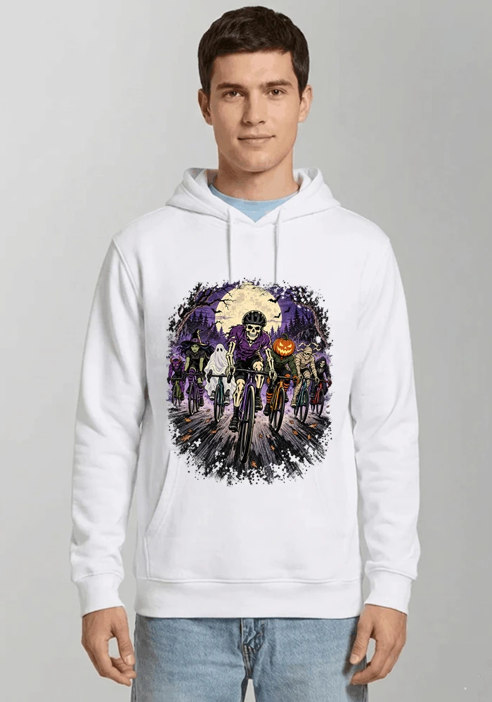halloween fahrrad crew t shirt radsport motiv fr biker kapuzenpullover white