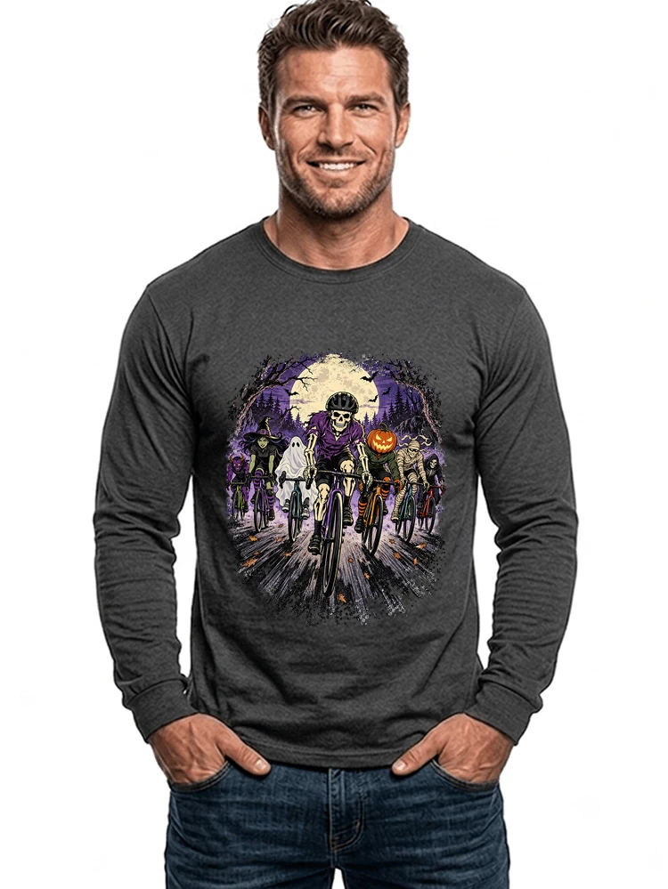 halloween fahrrad crew t shirt radsport motiv fr biker langarmshirt anthracite melange