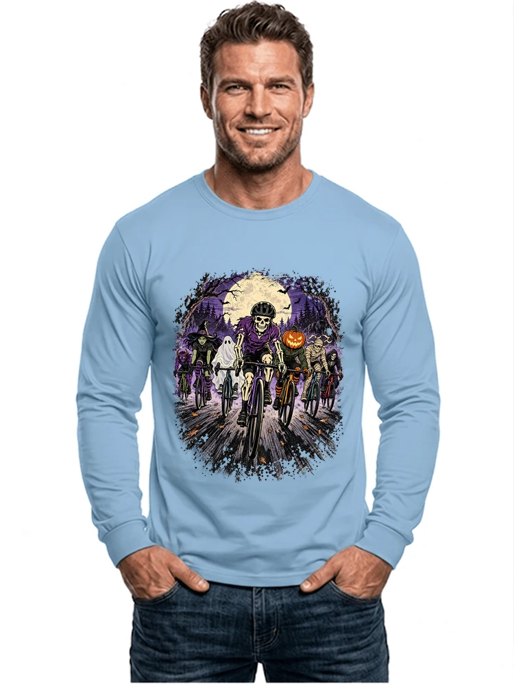 halloween fahrrad crew t shirt radsport motiv fr biker langarmshirt light blue