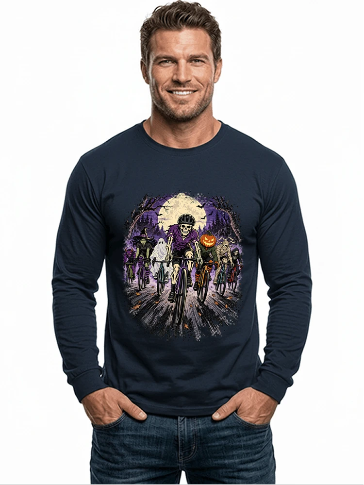 halloween fahrrad crew t shirt radsport motiv fr biker langarmshirt navy