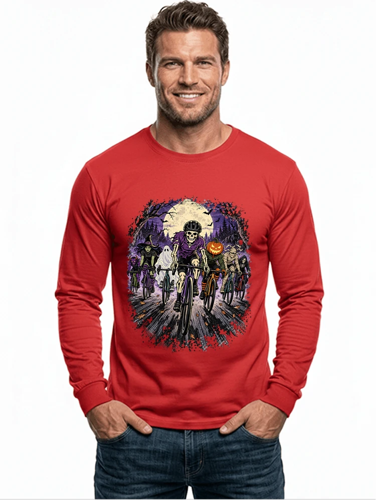 halloween fahrrad crew t shirt radsport motiv fr biker langarmshirt red