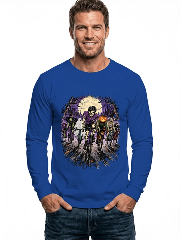 halloween fahrrad crew t shirt radsport motiv fr biker langarmshirt royal blue