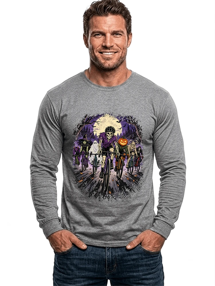 halloween fahrrad crew t shirt radsport motiv fr biker langarmshirt sport grey