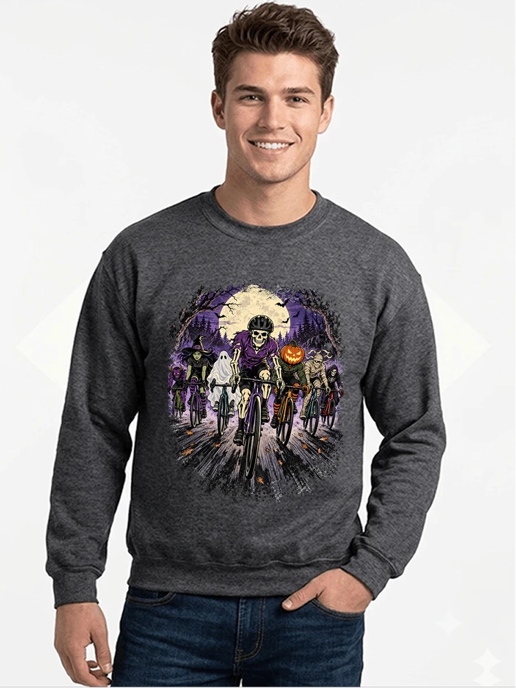 halloween fahrrad crew t shirt radsport motiv fr biker sweatshirt mit rundhalsausschnitt anthracite melange