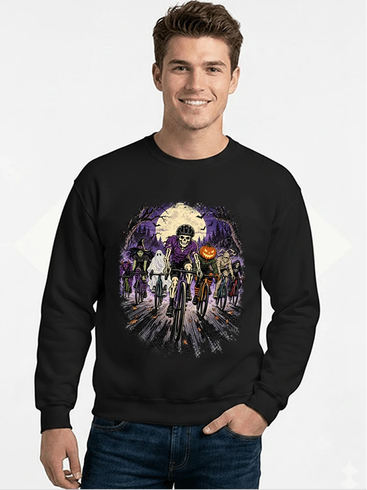 halloween fahrrad crew t shirt radsport motiv fr biker sweatshirt mit rundhalsausschnitt black