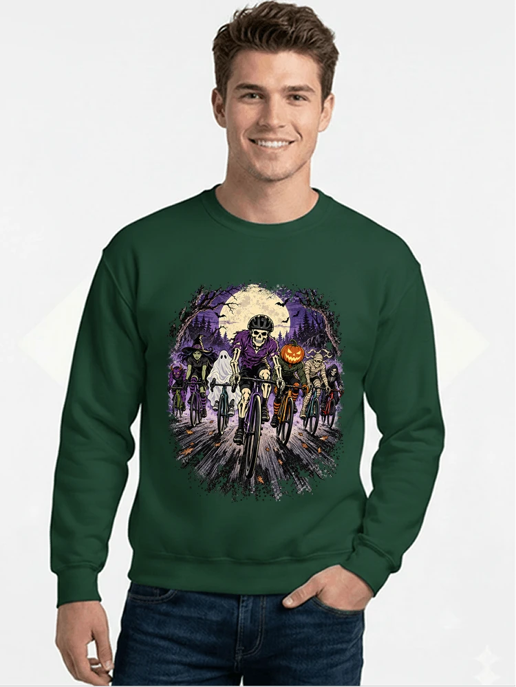 halloween fahrrad crew t shirt radsport motiv fr biker sweatshirt mit rundhalsausschnitt forest green