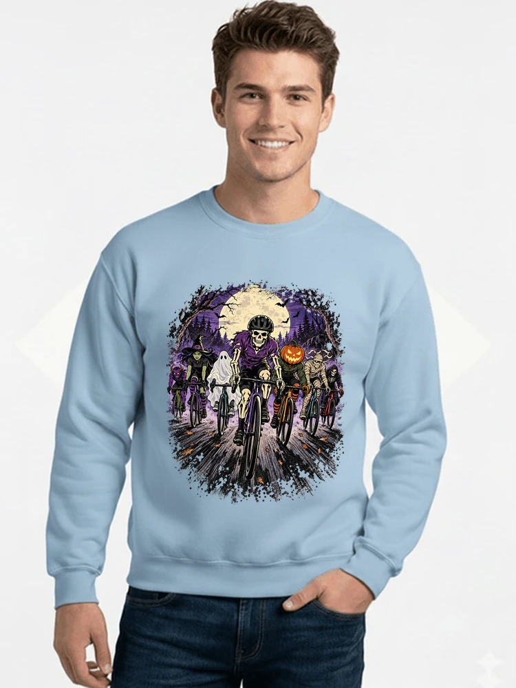 halloween fahrrad crew t shirt radsport motiv fr biker sweatshirt mit rundhalsausschnitt light blue