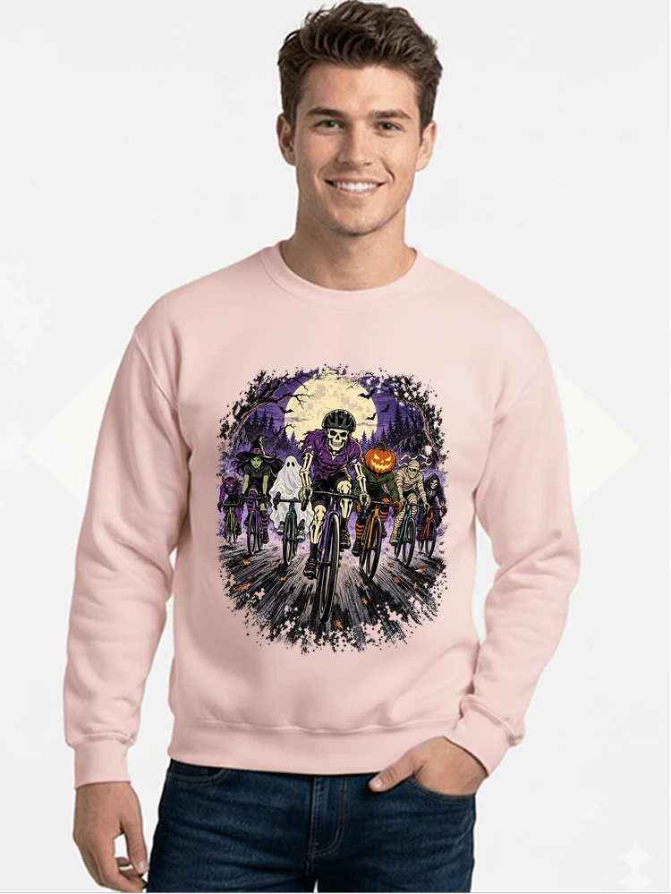 halloween fahrrad crew t shirt radsport motiv fr biker sweatshirt mit rundhalsausschnitt light pink