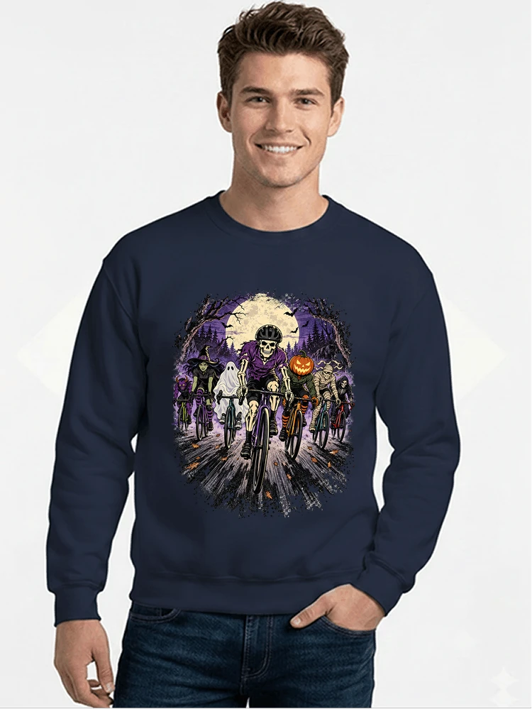 halloween fahrrad crew t shirt radsport motiv fr biker sweatshirt mit rundhalsausschnitt navy