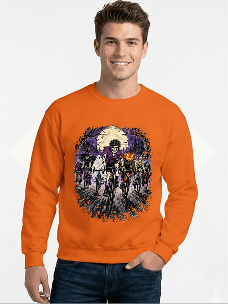 halloween fahrrad crew t shirt radsport motiv fr biker sweatshirt mit rundhalsausschnitt orange