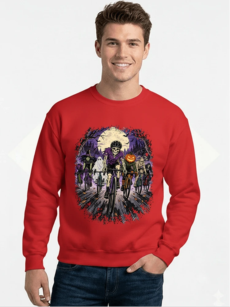 halloween fahrrad crew t shirt radsport motiv fr biker sweatshirt mit rundhalsausschnitt red