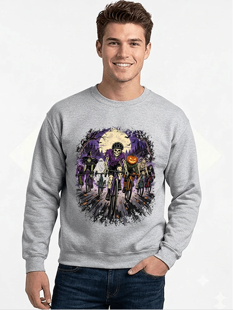 halloween fahrrad crew t shirt radsport motiv fr biker sweatshirt mit rundhalsausschnitt sport grey