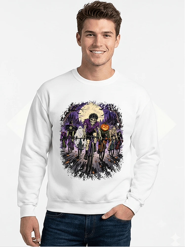 halloween fahrrad crew t shirt radsport motiv fr biker sweatshirt mit rundhalsausschnitt white