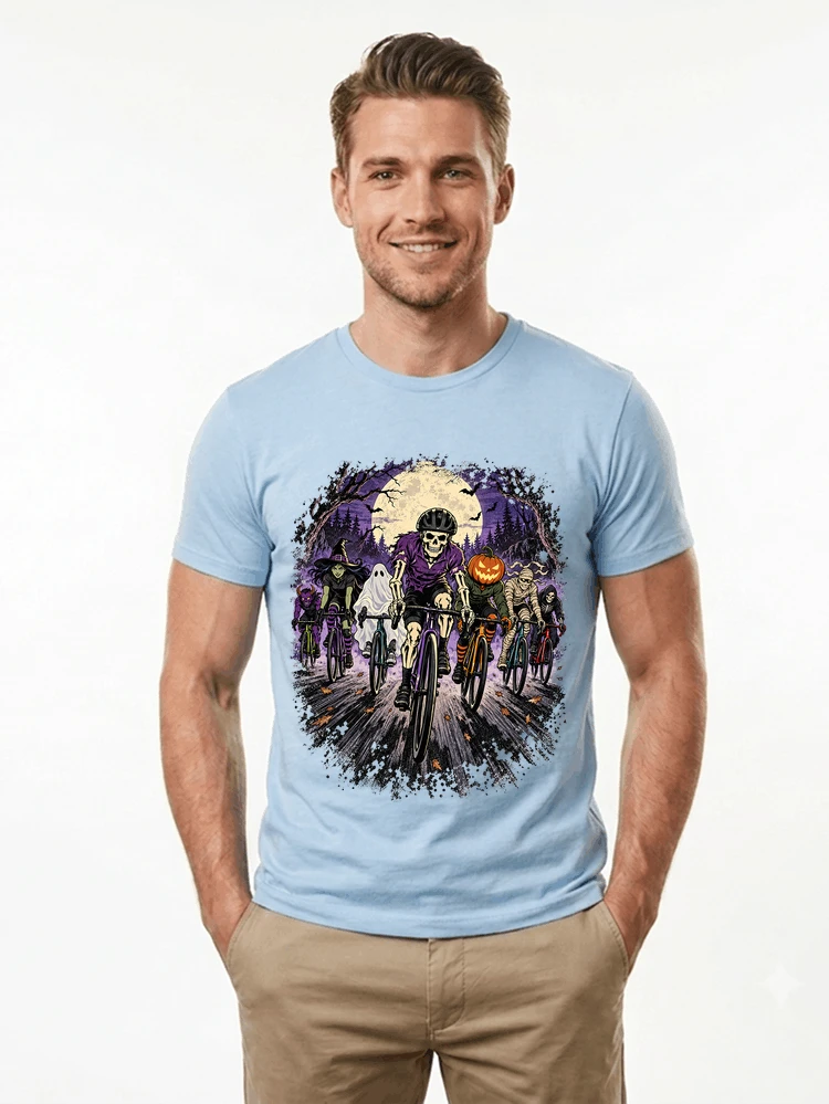 halloween fahrrad crew t shirt radsport motiv fr biker t shirt light blue