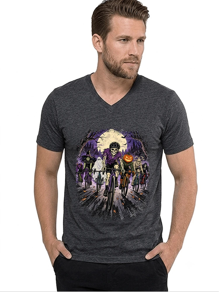 halloween fahrrad crew t shirt radsport motiv fr biker t shirt mit v ausschnitt anthracite melange