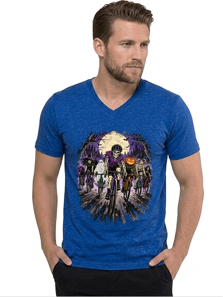 halloween fahrrad crew t shirt radsport motiv fr biker t shirt mit v ausschnitt royal blue