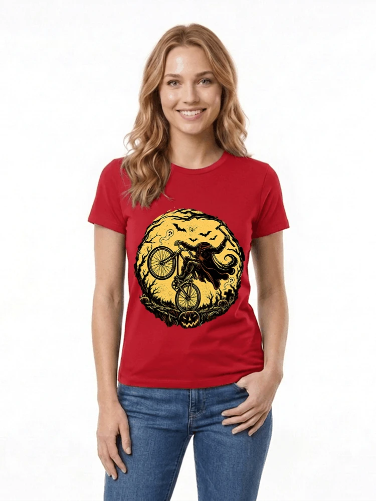 halloween fahrrad t shirt geschenk fr bmx mtb fans damen t shirt red