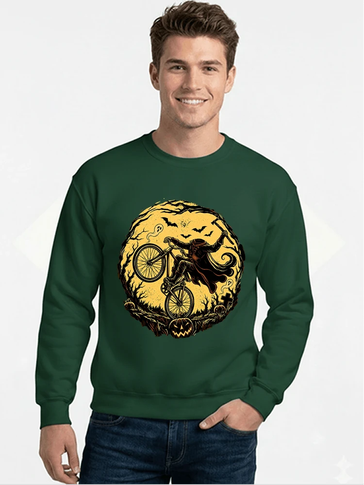 halloween fahrrad t shirt geschenk fr bmx mtb fans sweatshirt mit rundhalsausschnitt forest green