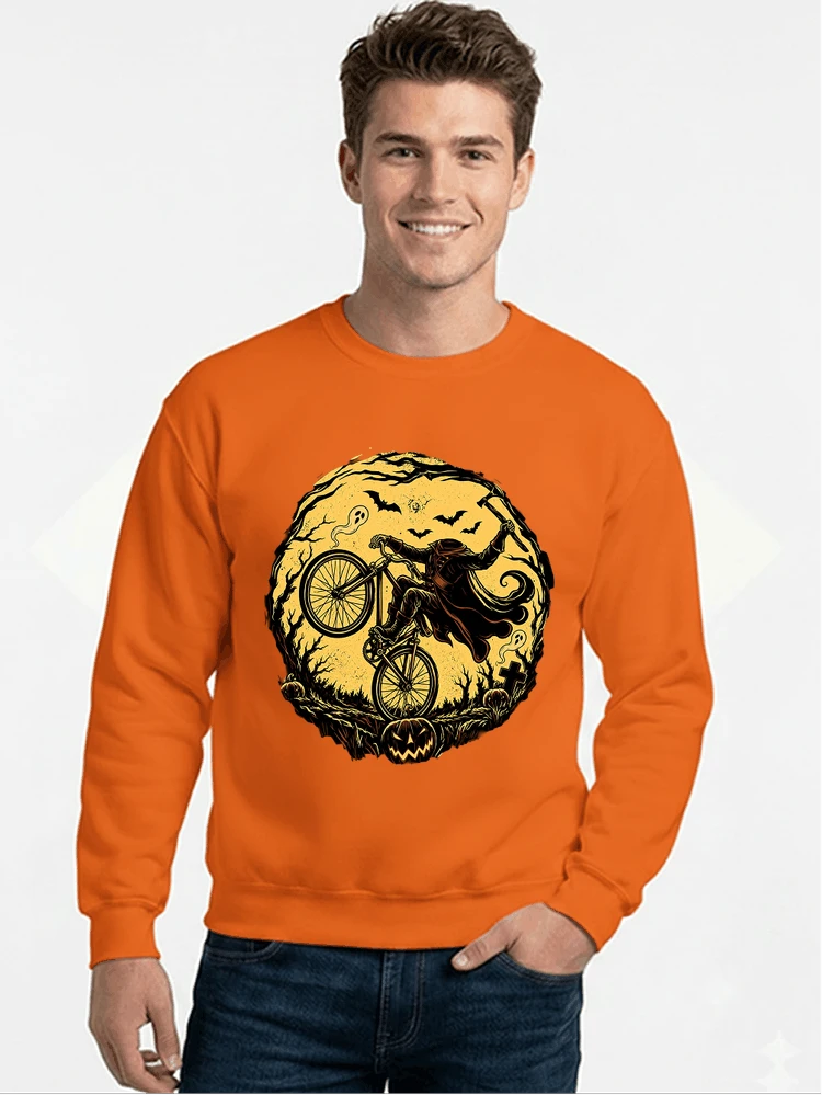 halloween fahrrad t shirt geschenk fr bmx mtb fans sweatshirt mit rundhalsausschnitt orange