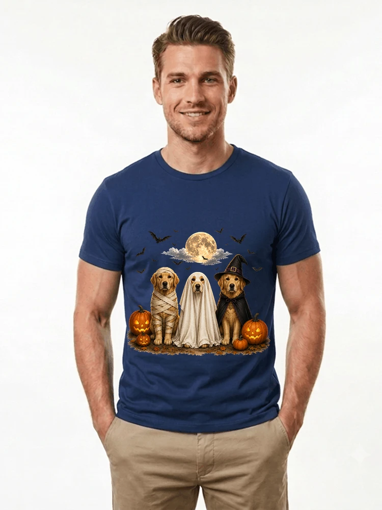 Halloween Hunde Trio T-Shirt Golden Retriever im Kostüm Motiv Lustiges Dog Mom & Dog Dad Outfit