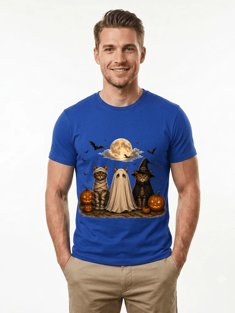 Halloween Katzen T-Shirt Süßes Spooky Katzenliebhaber Geschenk