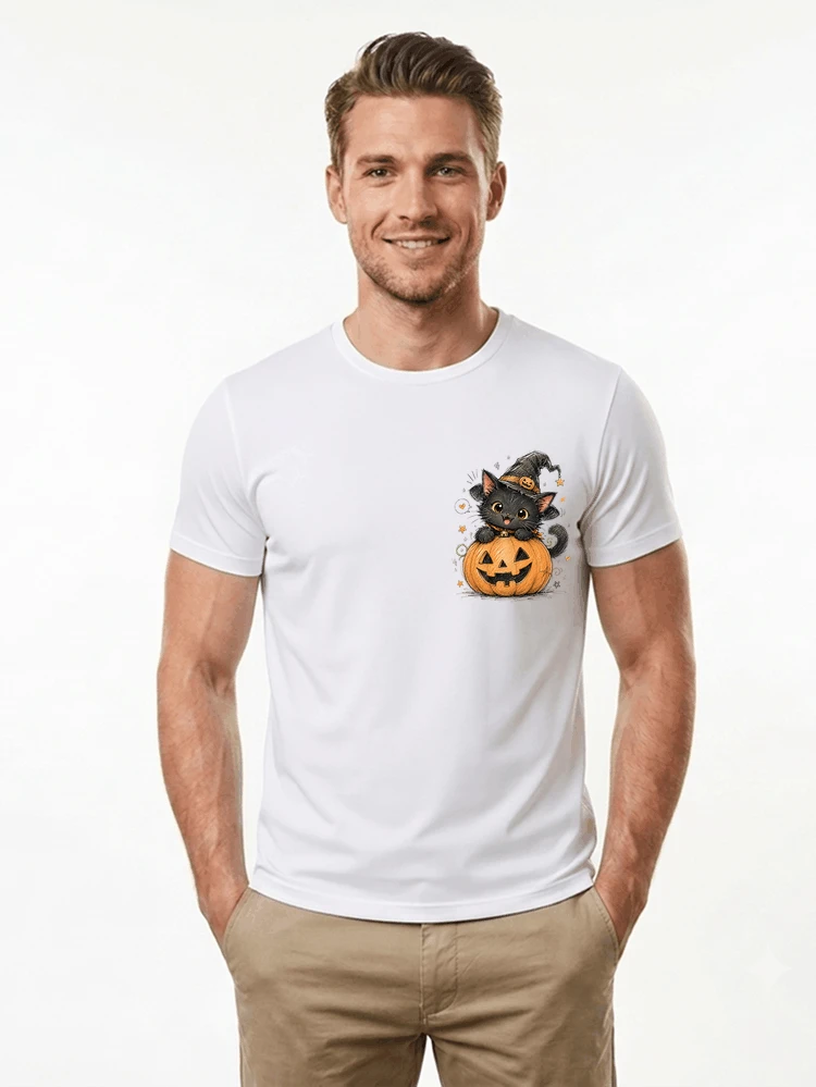Halloween Kürbis Motiv für Katzenliebhaber Hexenkatze T-Shirt