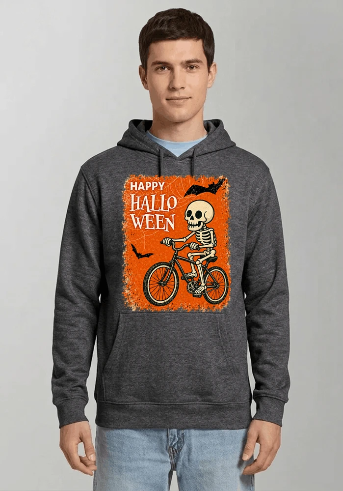 halloween skelett fahrrad t shirt lustiges radfahrer spuk shirt kapuzenpullover anthracite melange