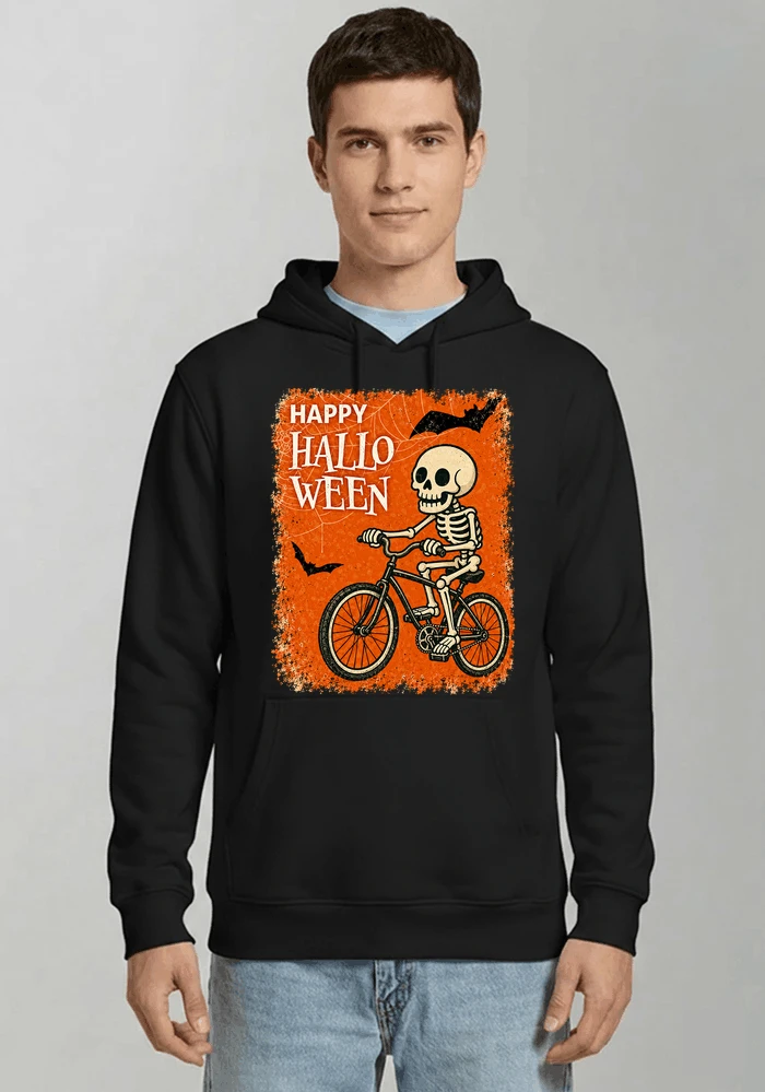halloween skelett fahrrad t shirt lustiges radfahrer spuk shirt kapuzenpullover black