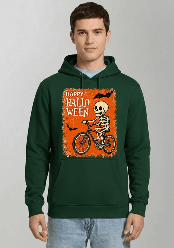 halloween skelett fahrrad t shirt lustiges radfahrer spuk shirt kapuzenpullover forest green