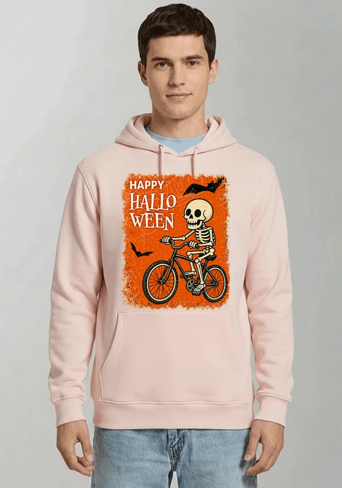 halloween skelett fahrrad t shirt lustiges radfahrer spuk shirt kapuzenpullover light pink